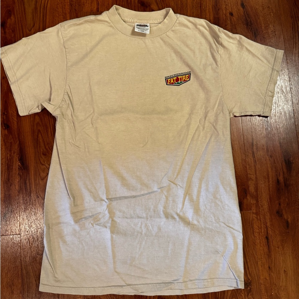 Fat Tire Breckenridge Men’s Mountain Bike T Shirt Tan Beige Size Large